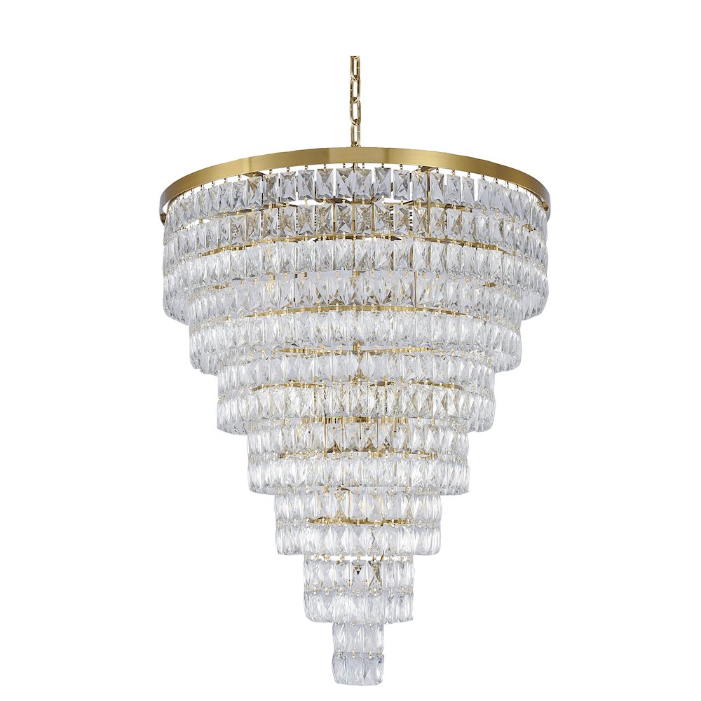 27-Light Gold Chandelier With Clear Crystals