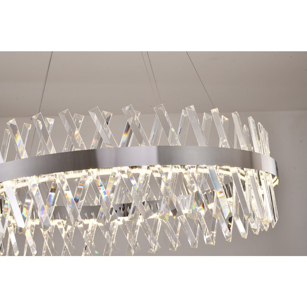 1-Light Chrome dimmable LED chandelier With Clear Crystal Accents