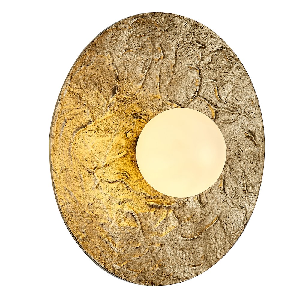 1-Light Brass LED Wall Sconce With An Opal White Glass Shade