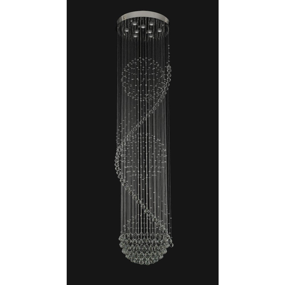 9-Light Chrome Chandelier With Clear Hanging Crystals And Beads