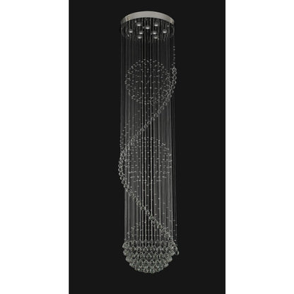 9-Light Chrome Chandelier With Clear Hanging Crystals And Beads