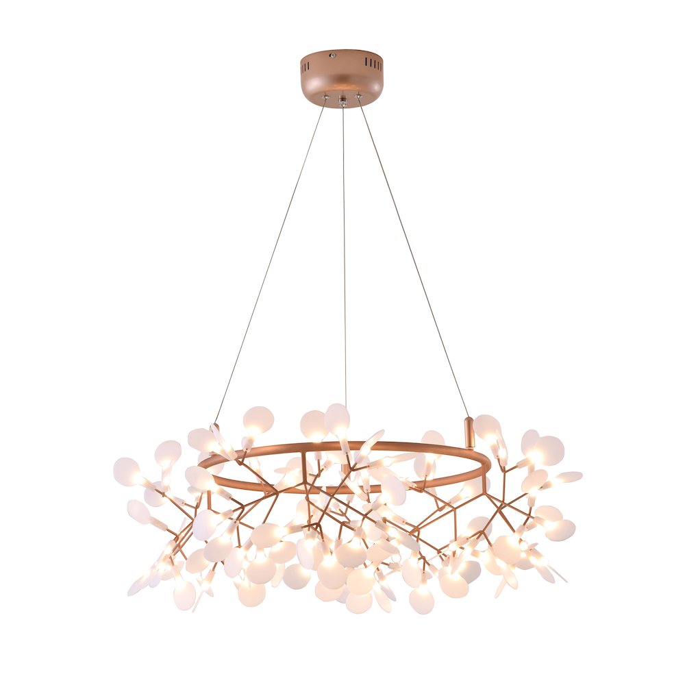 108-Light Copper LED Chandelier With Acrylic Shades