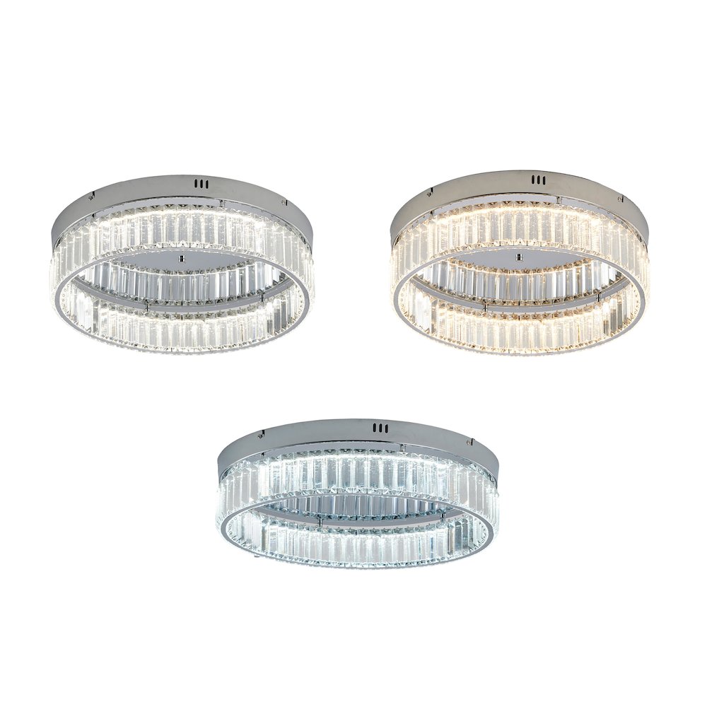 1-Light Chrome Dimmable LED Flush Mount With Clear Crystals