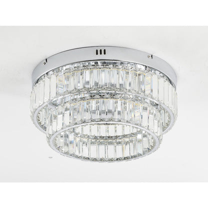 2-Light Chrome Dimmable LED Flush Mount With Clear Crystals