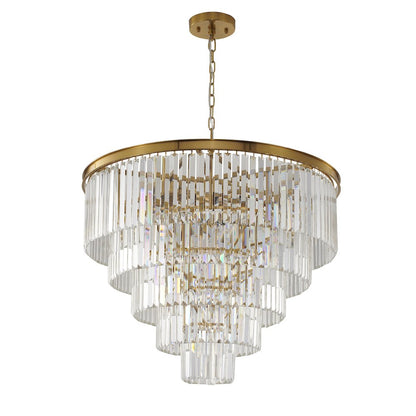 15-Light Gold Chandelier With Clear Hanging Crystal