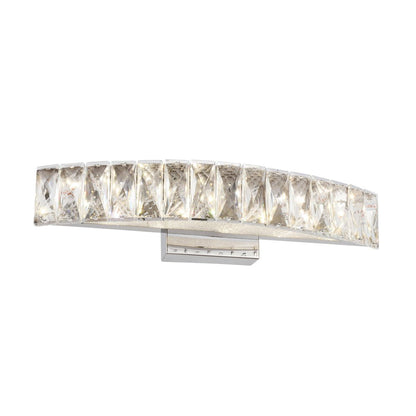 1-Light Chrome LED Wall Sconce With Clear Crystal Accents