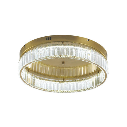 1-Light Brass Dimmable LED Flush Mount With Clear Crystals