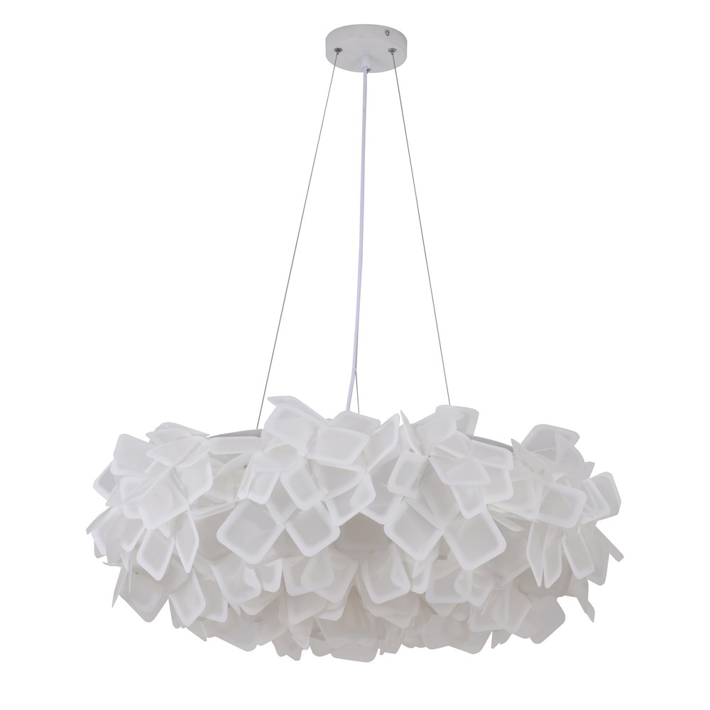 1-Light White LED Chandelier With A White Acrylic Shade