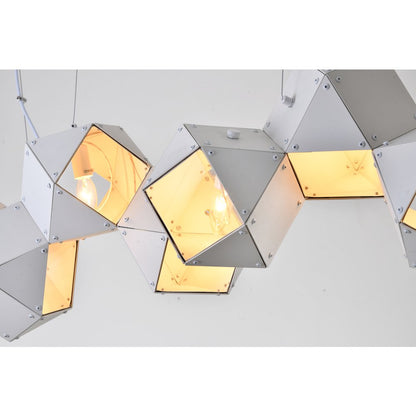 11-Light White Exterior And Interior Geometric Block Chandelier