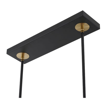 12-Light Matte Black Pendant With Gold Branch Accents