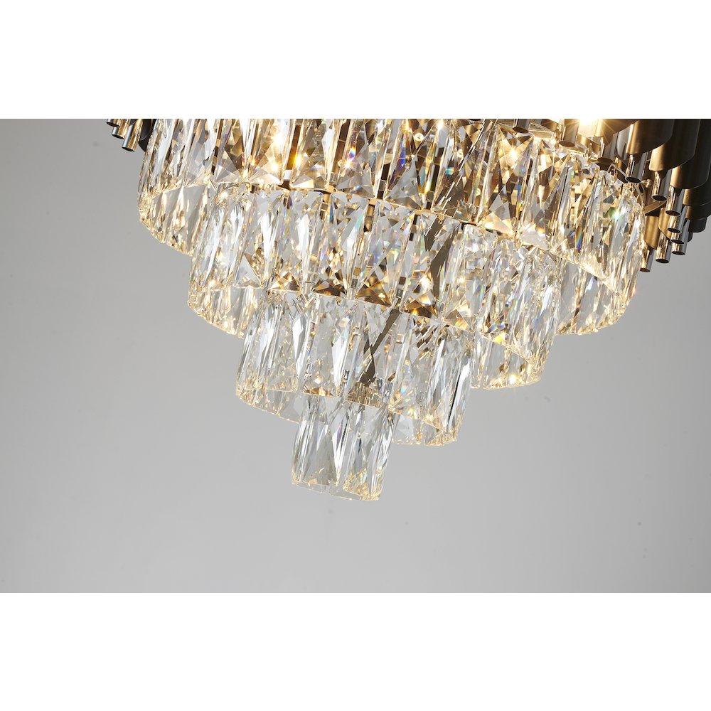 8-Light Chrome And Black Chandelier With Clear Crystals