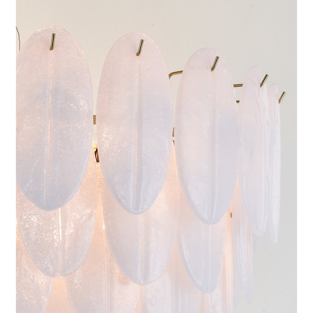 22-Light Brass Chandelier With Frosted Petal Glass