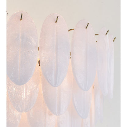 22-Light Brass Chandelier With Frosted Petal Glass