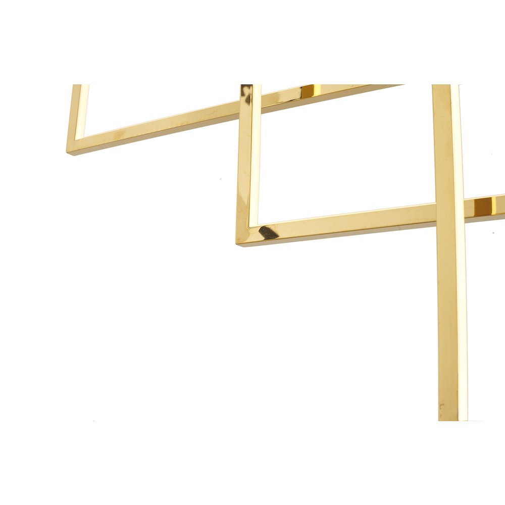3-Light Gold LED Chandelier With Hanging Box Lights