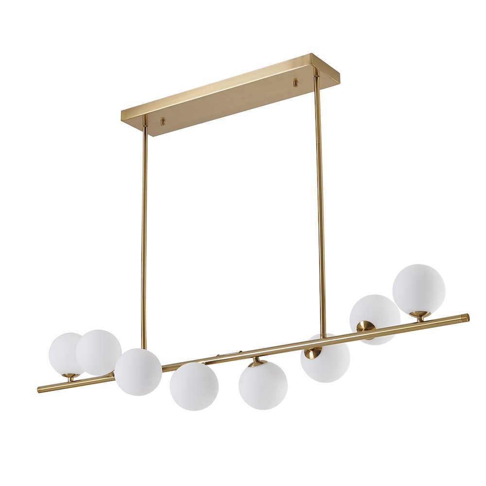 8-Light Copper Metal Chandelier With White Glass Shades