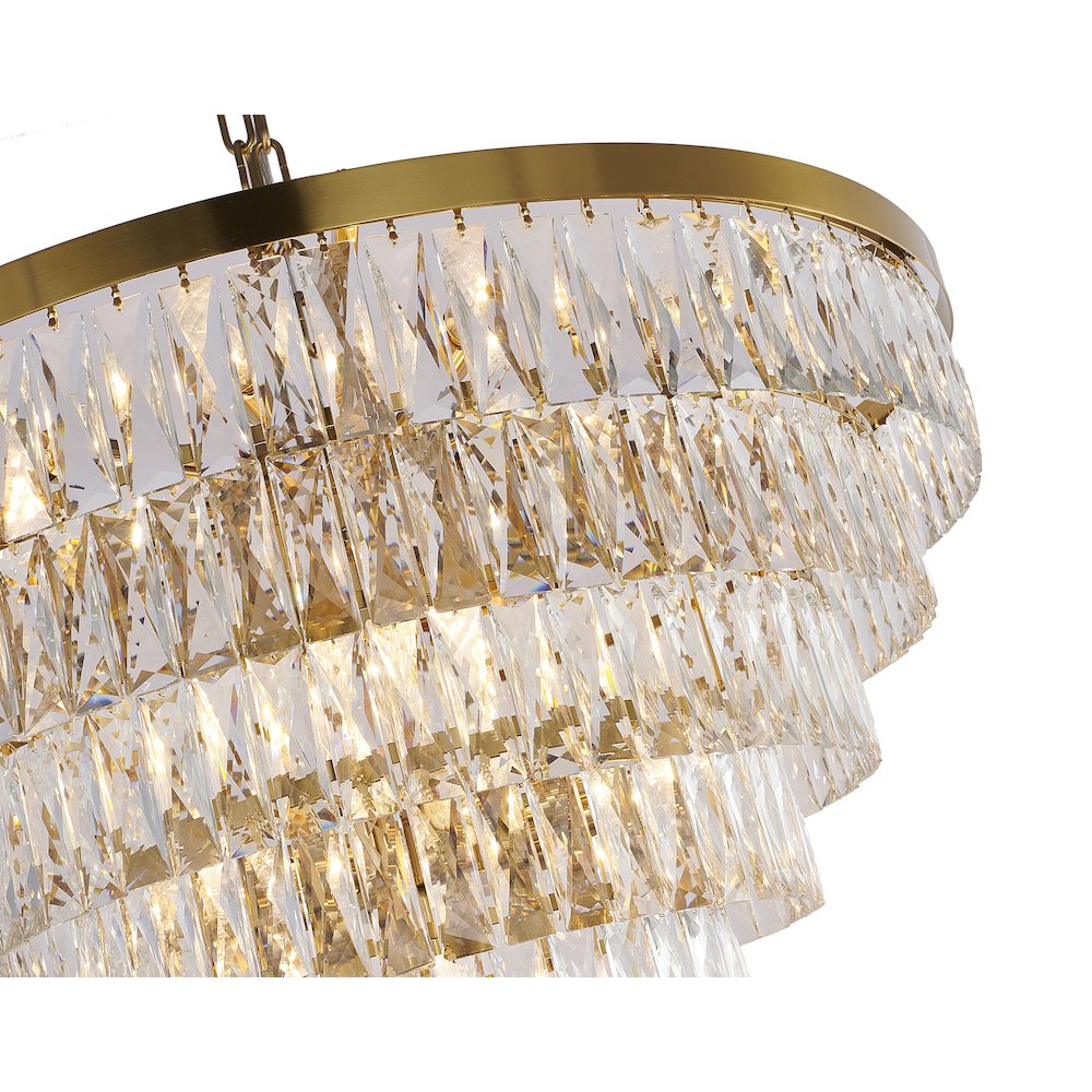 27-Light Gold Chandelier With Clear Crystals