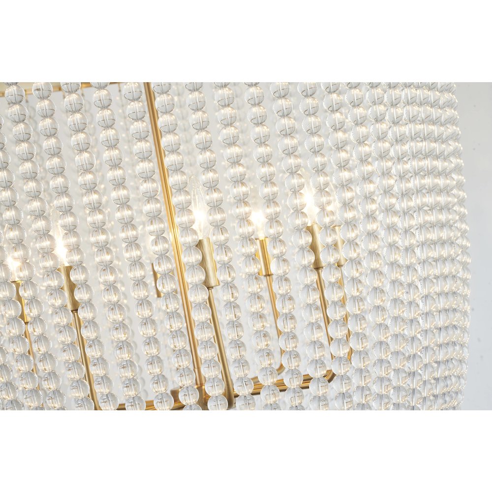 8-Light Gold Chandelier With Clear Beaded hanging Glass