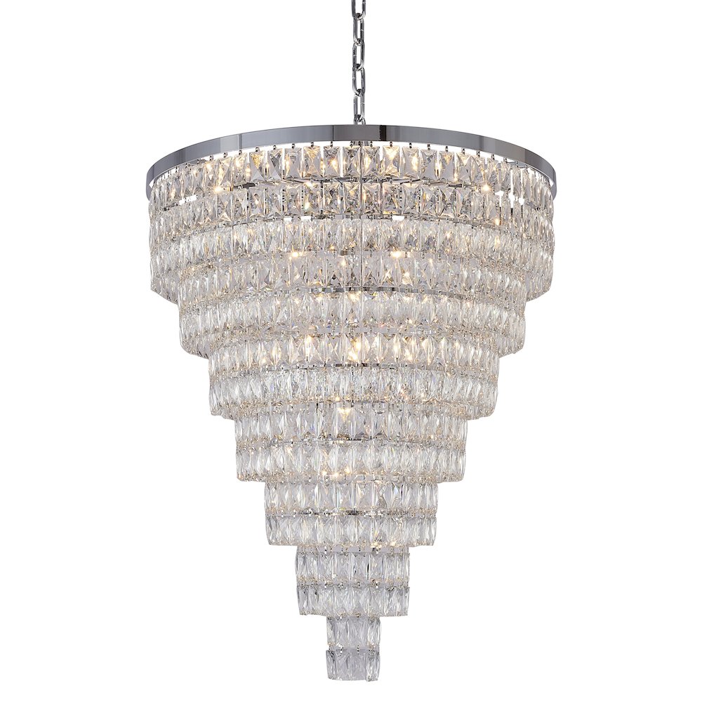 27-Light Chrome Chandelier With Clear Crystals