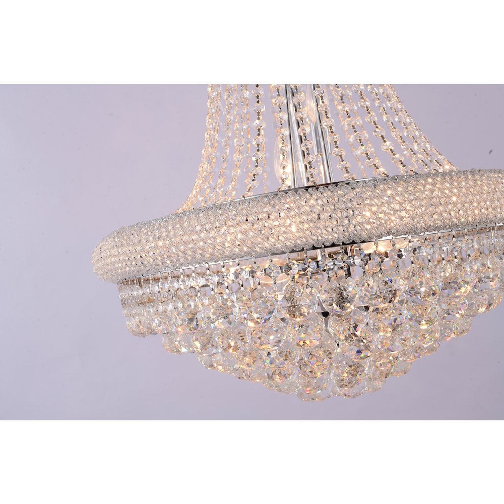 14-Light chrome Chandelier With Clear Crystals