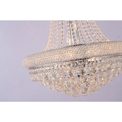 14-Light chrome Chandelier With Clear Crystals