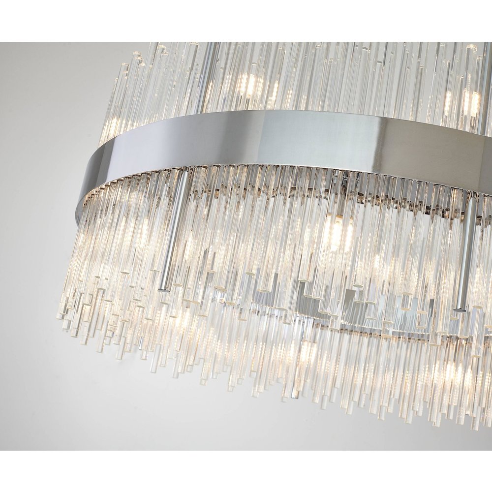 18-Light Chrome Stainless Steel Chandelier With Clear Glass Rods