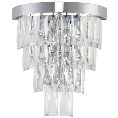 3-Light Chrome Wall Sconce With Clear Hanging Crystals