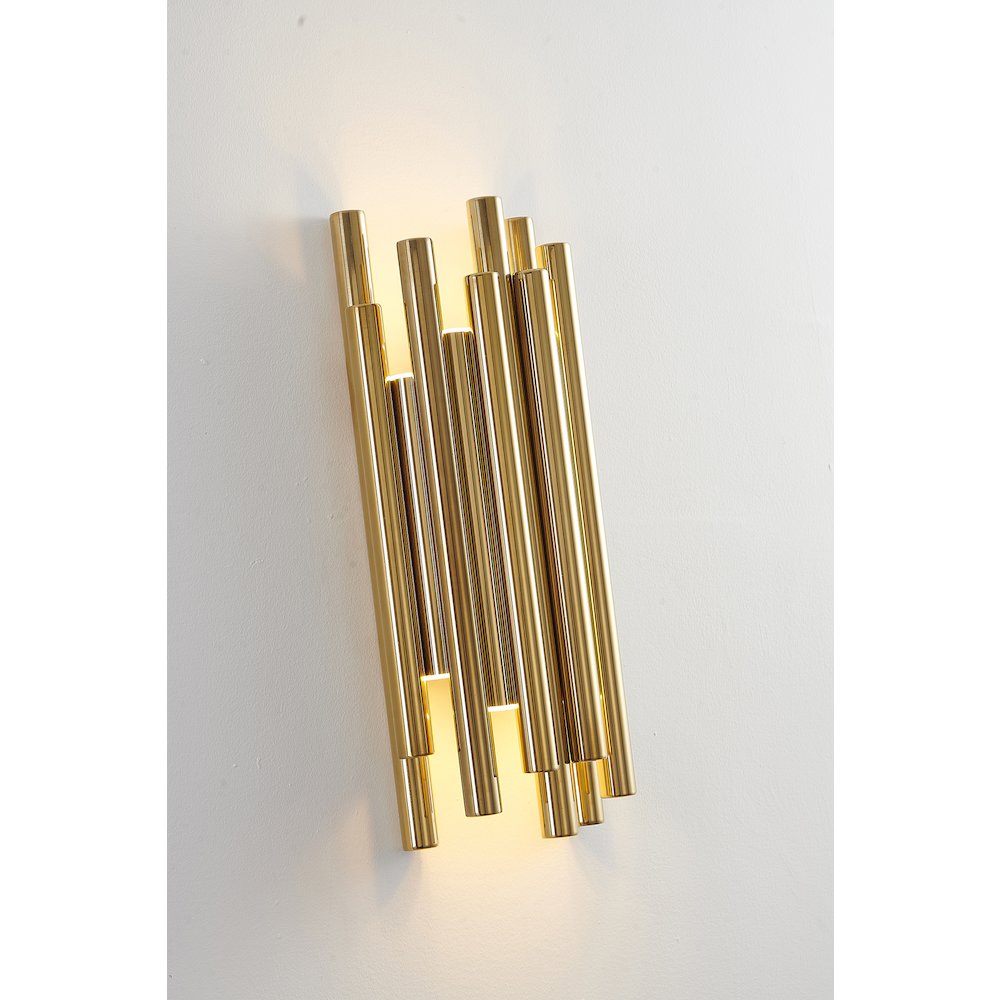 8-Light Gold Stainless Steel LED Rod Wall Sconce