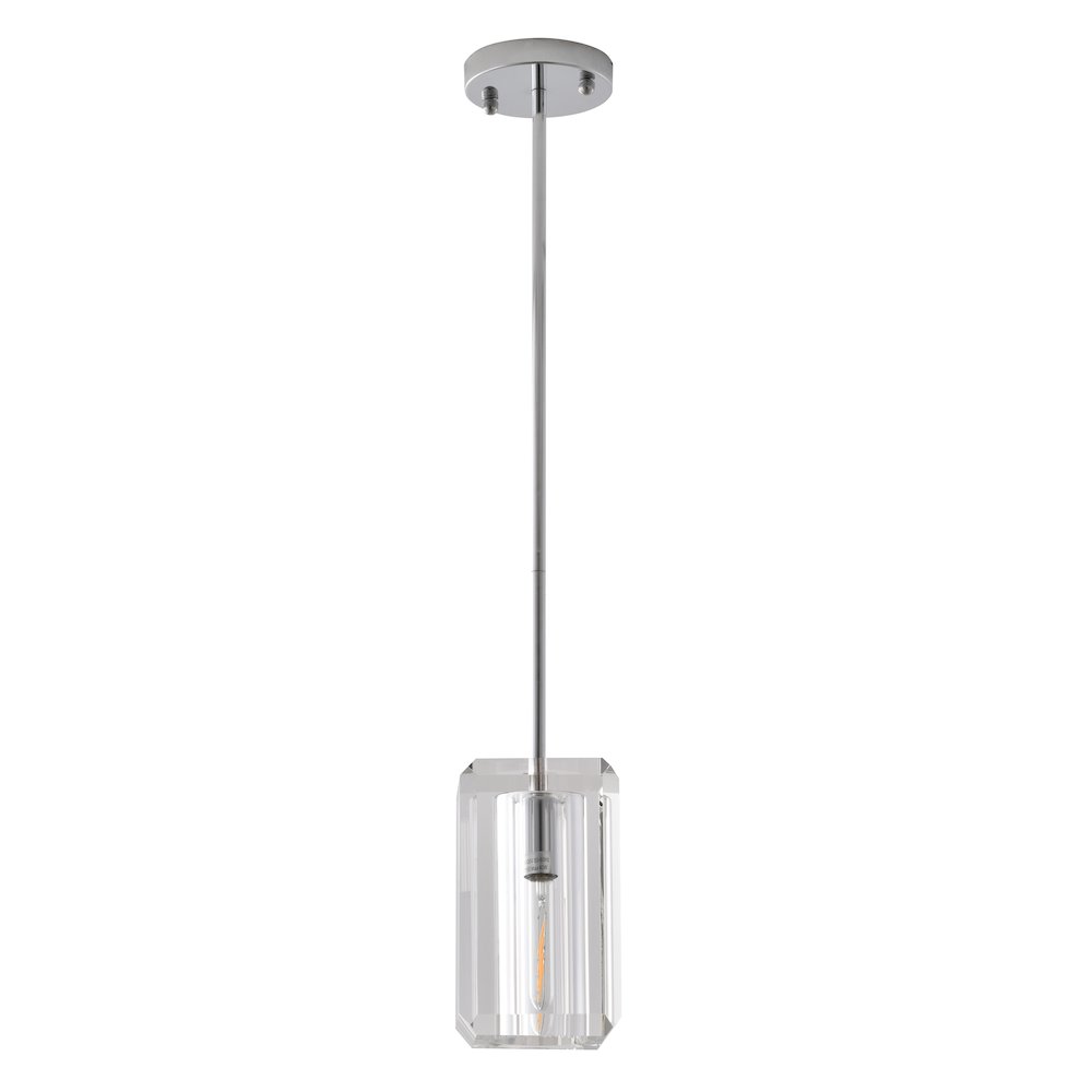 1-Light Chrome Single Pendant With A Clear Crystal Shade
