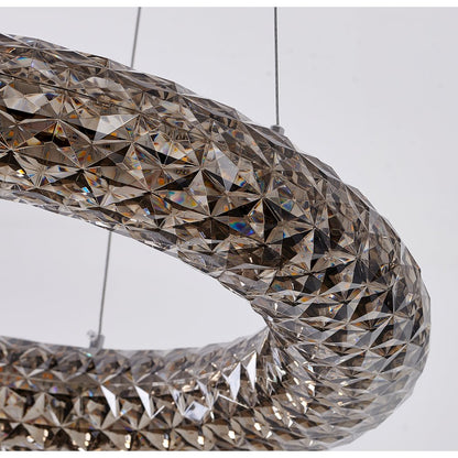 1-Light Chrome LED Chandelier With A Smoke Acrylic Halo Ring
