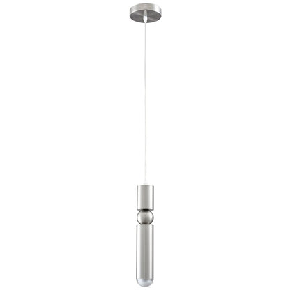 1-Light Shiny Nickel Single Pendant With A Frosted Glass Diffuser