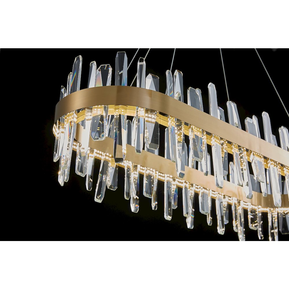 20-Light Gold Stainless Steel LED Chandelier With Clear Crystals