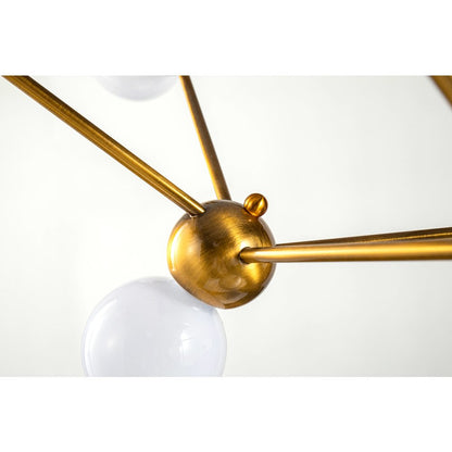 9-Light Antique Gold Cage Frame Flush Mount