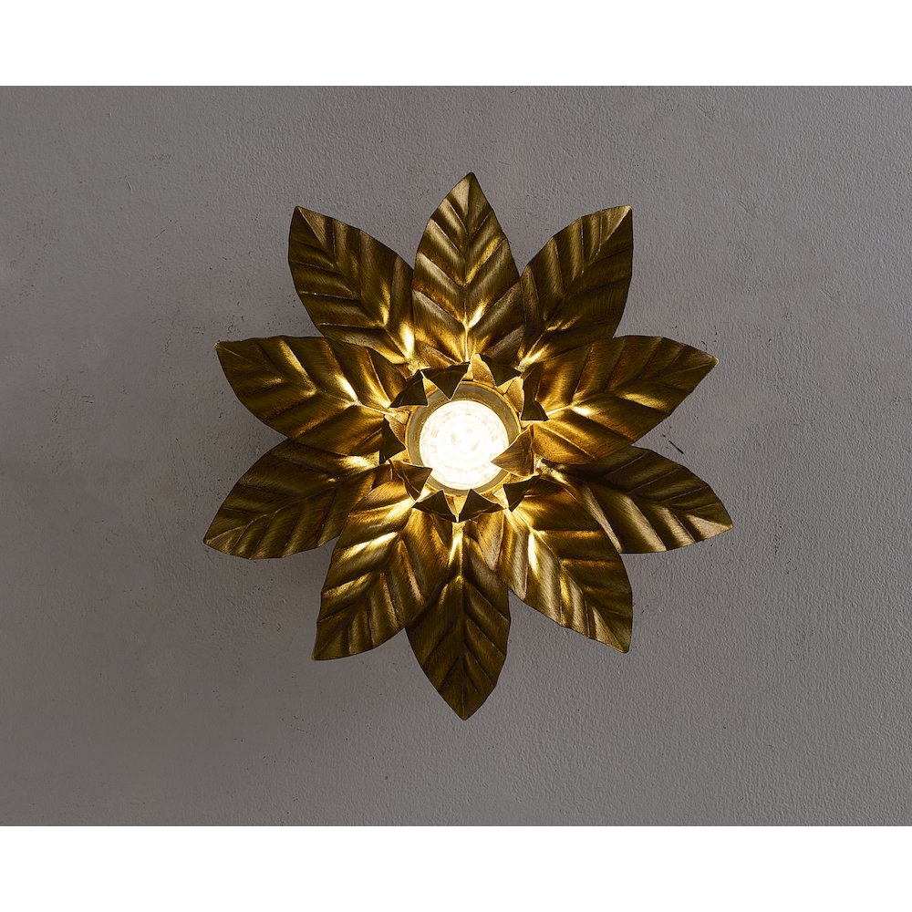 1-Light Metal Flower Flush Mount With Petals Surround