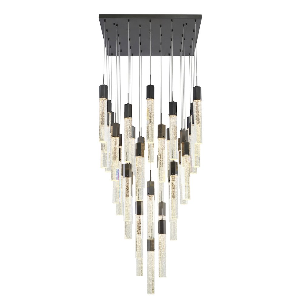 41-Light Black Chandelier With Clear Bubble Crystals
