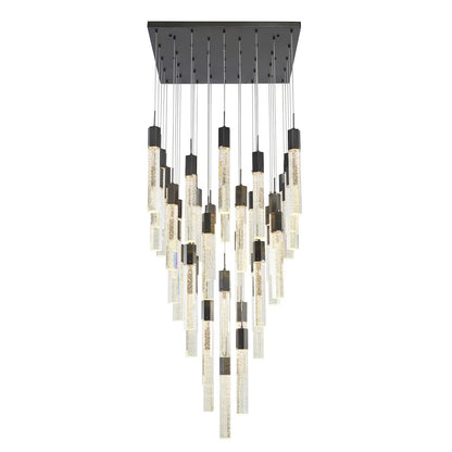 41-Light Black Chandelier With Clear Bubble Crystals