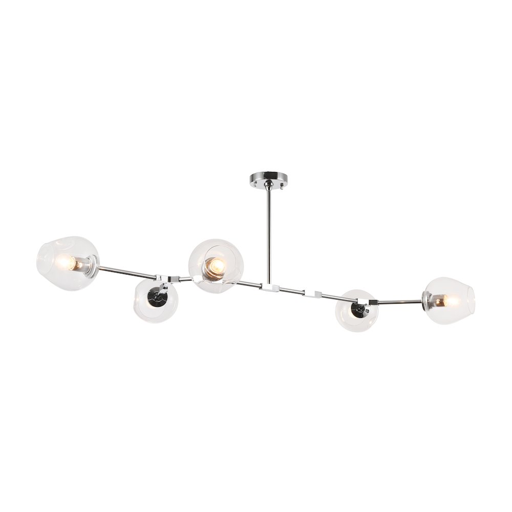 5-Light Chrome Chandelier With Clear Glass Shades