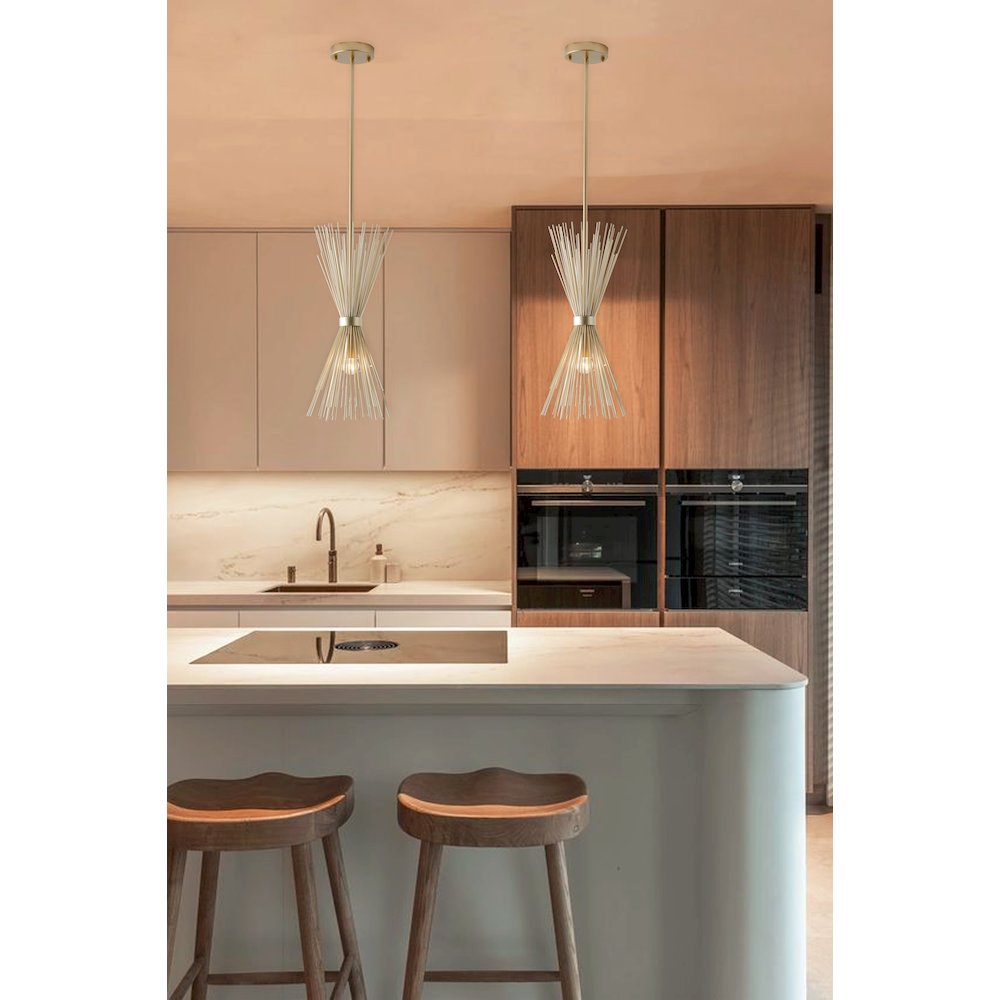 1-Light Gold Iron Pendant With A Spiked Cone Shade