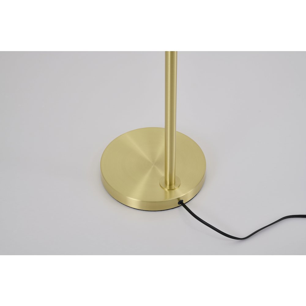 1-Light Satin Brass Metal Floor Lamp With A Metal Shade