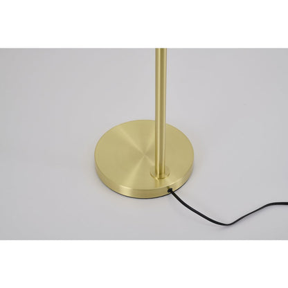 1-Light Satin Brass Metal Floor Lamp With A Metal Shade