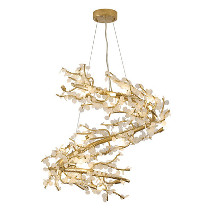 18-Light Gold Aluminum Chandelier With Clear Glass