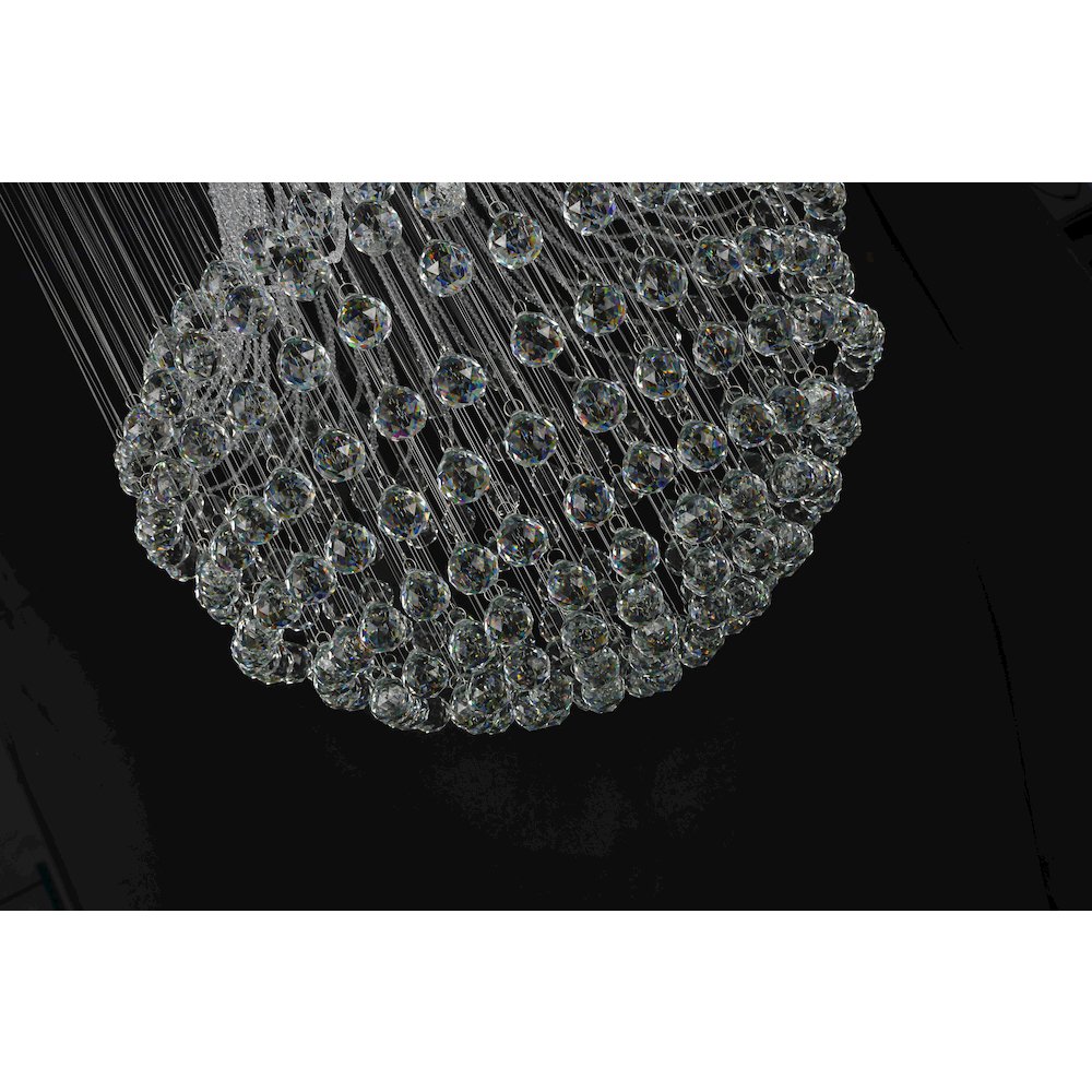 12-Light Chrome Stainless Steel Flushed Chandelier With Clear Crystals