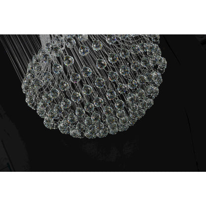 12-Light Chrome Stainless Steel Flushed Chandelier With Clear Crystals