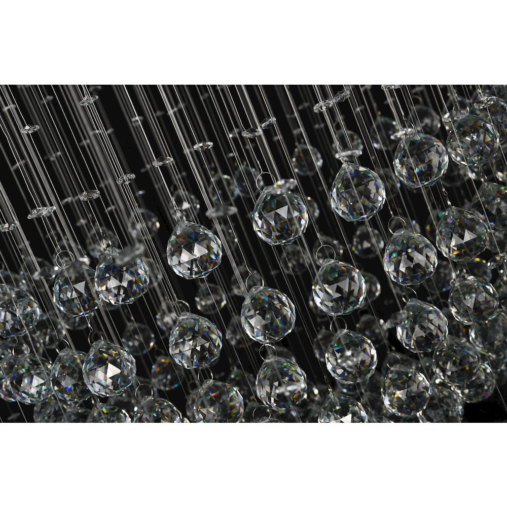 12-Light Chrome Chandelier With Clear Hanging Crystals And Beads