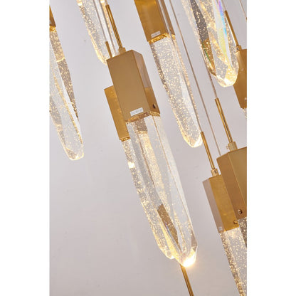 25-Light Gold Chandelier With A Clear iceberg bubble Crystal
