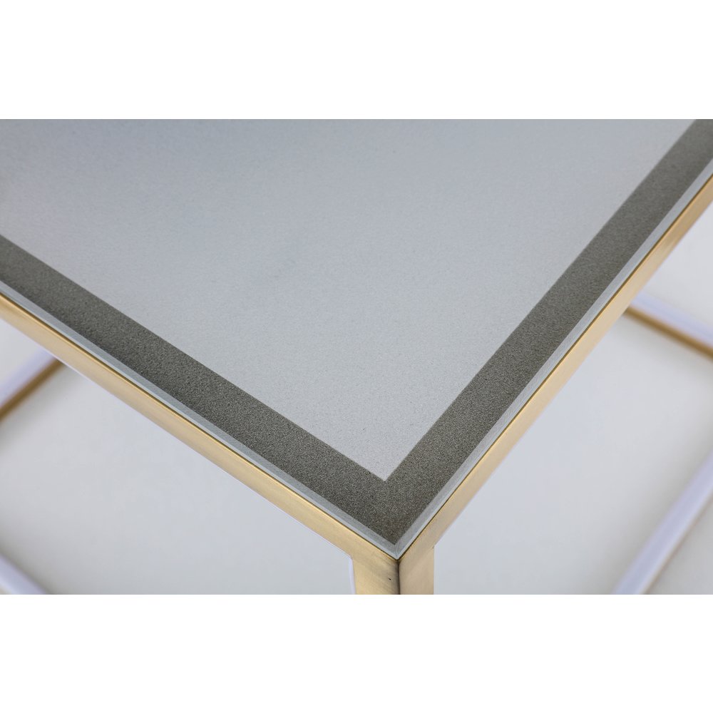 12-Light Gold Aluminum LED Side Table With A Frosted Glass Top