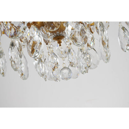 8-Light Brass Chandelier With Clear Crystals