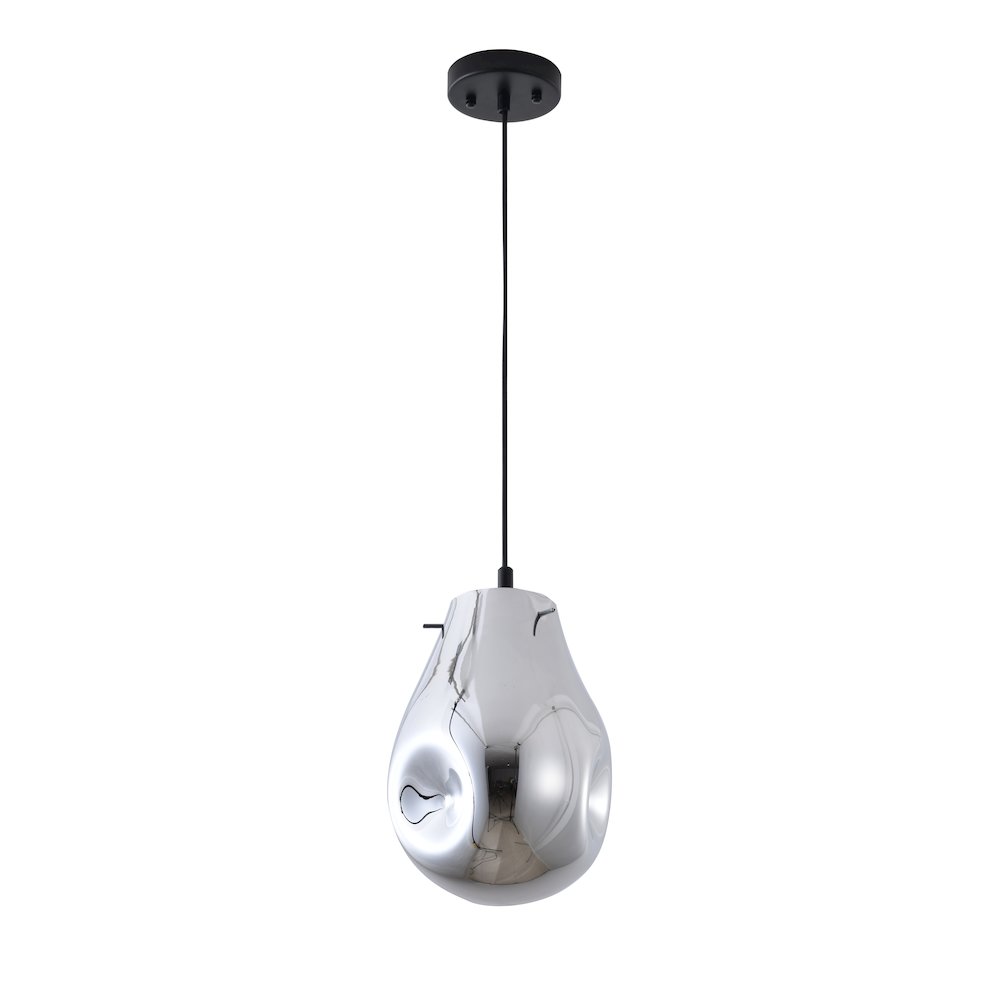 1-Light Black Single Pendant With A Silver Glass Shade