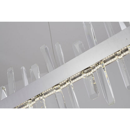 1-Light Chrome Stainless Steel LED Chandelier With Clear Crystals
