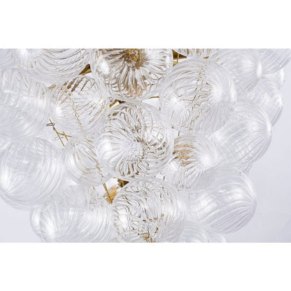 12-Light Brass Chandelier With Clear Swirl Glass Shades