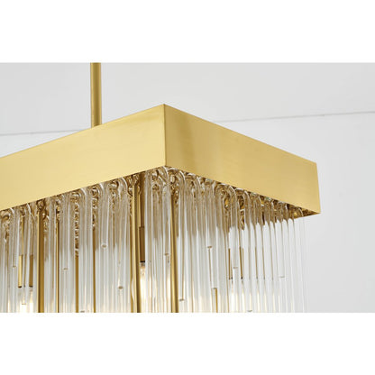 14-Light Satin Brass Chandelier With Clear Looped Glass